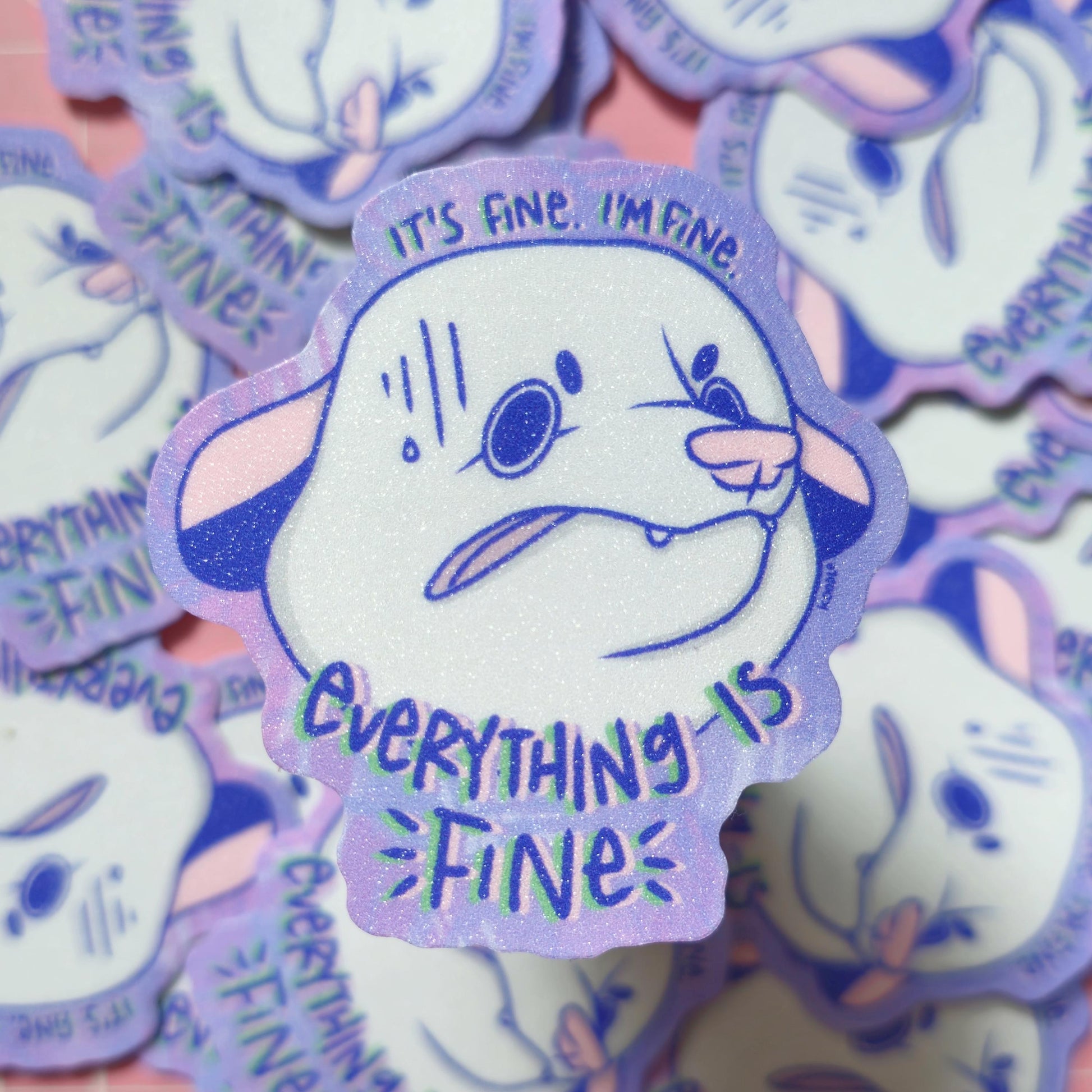 Everything is Fine Anxious Opossum Sticker - Koodle