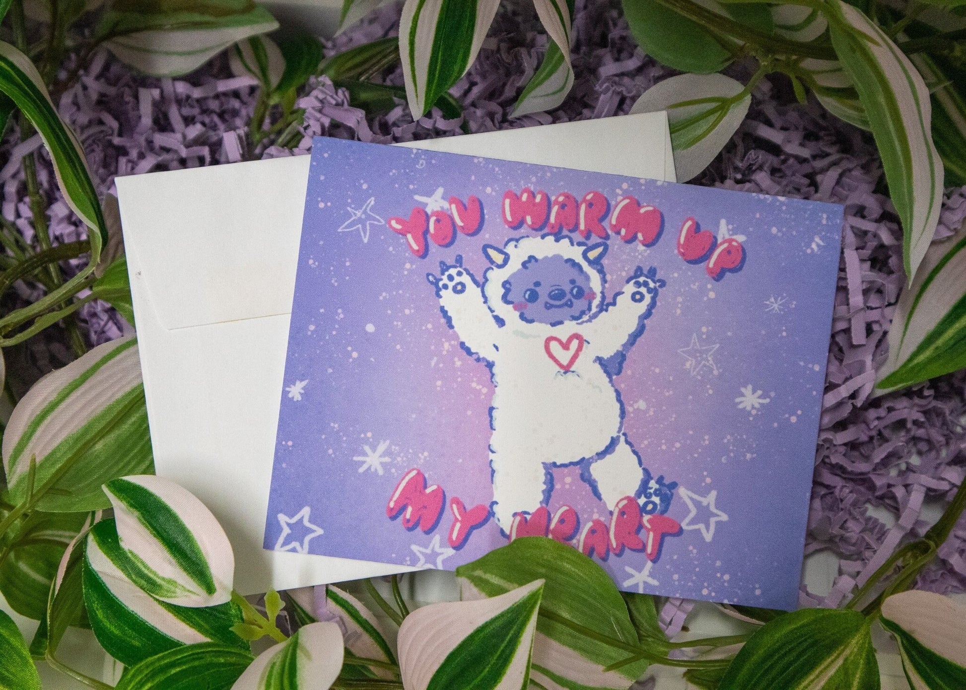 Cute & Cozy Valentine's Yeti Cryptid Greeting Card - Koodle