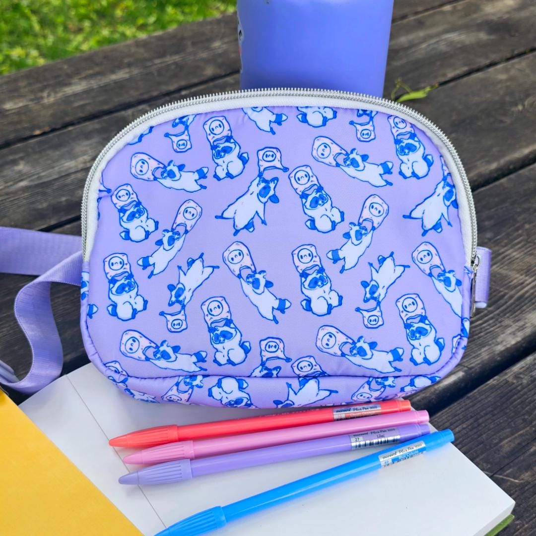 Flying Raccoon Using A Plastic Bag Parachute Cute Pastel Waist Bag/Hip Pack/Sling Bag - Koodle