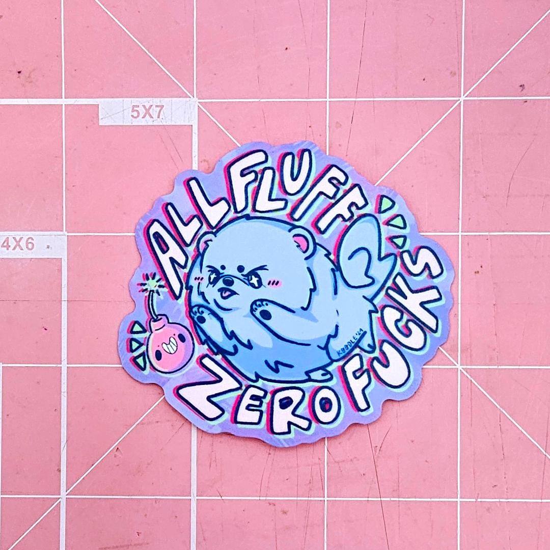 All Fluff Zero Fs Rude and Cute Pomeranian Sticker - Koodle