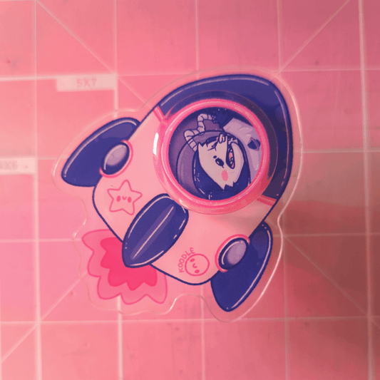 Panicking Opossum Astronaut in Spaceship Spinning Acrylic Fidget Phone Grip - Koodle