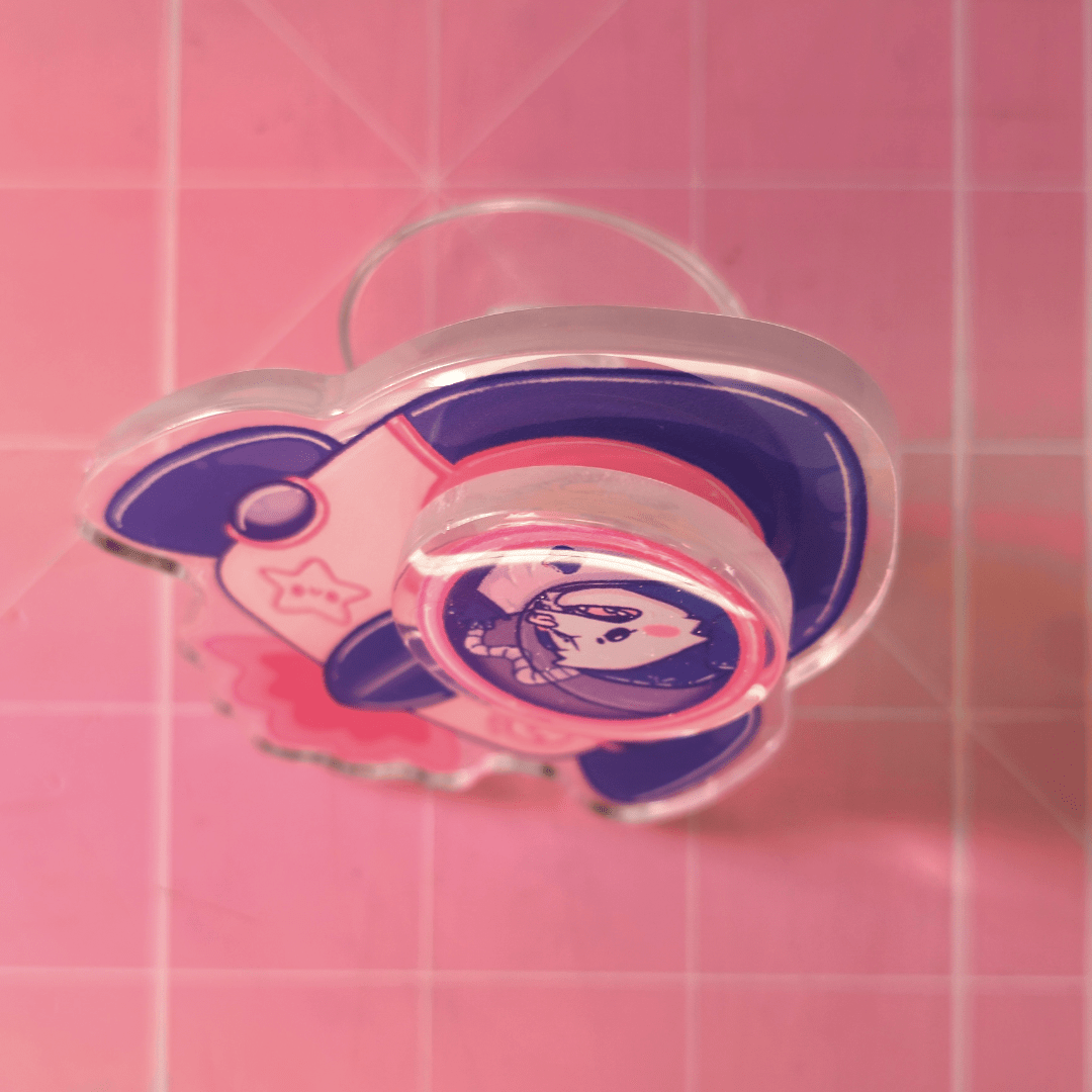 Panicking Opossum Astronaut in Spaceship Spinning Acrylic Fidget Phone Grip - Koodle