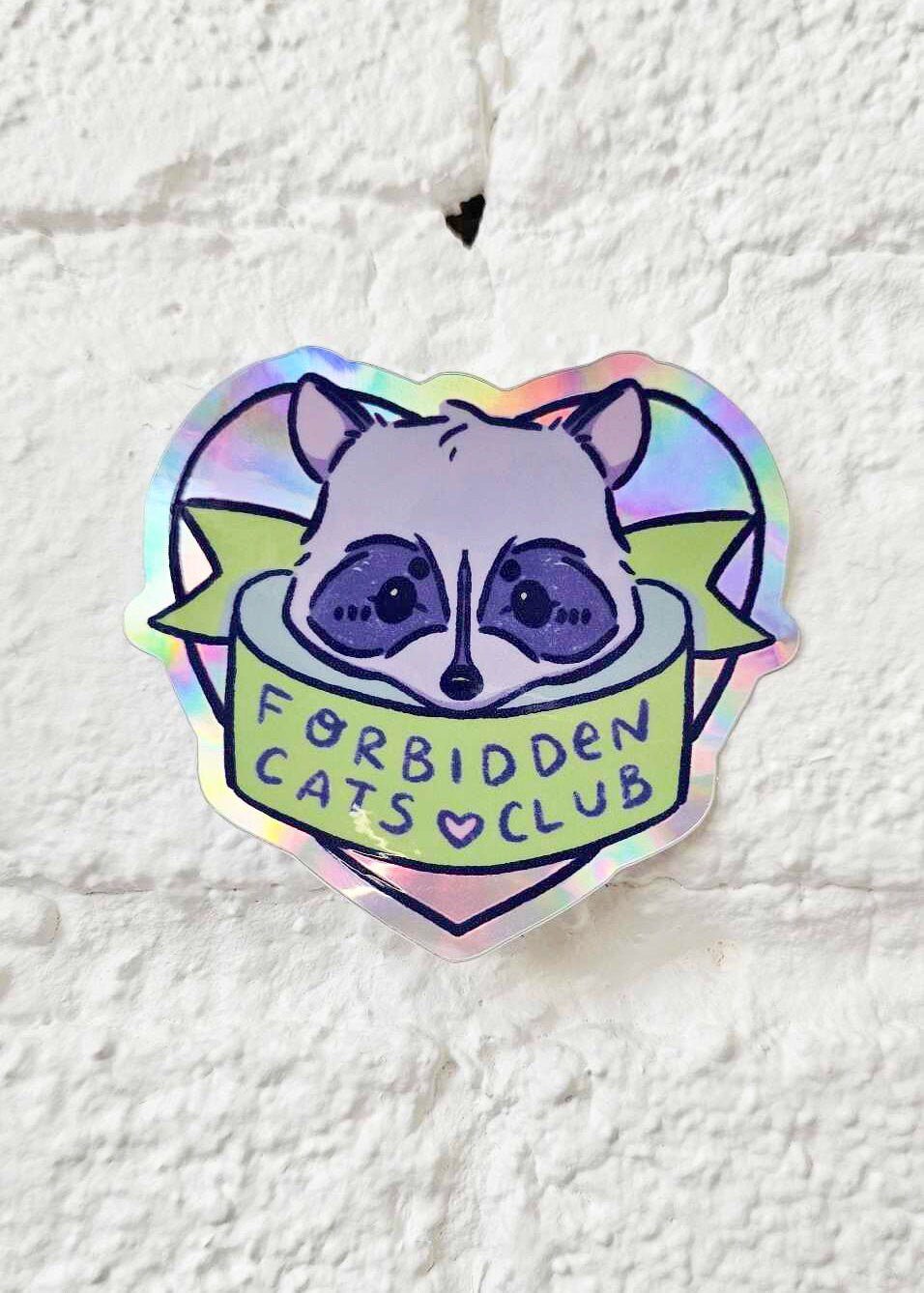 Forbidden Cats Club Holographic Raccoon Sticker - Koodle
