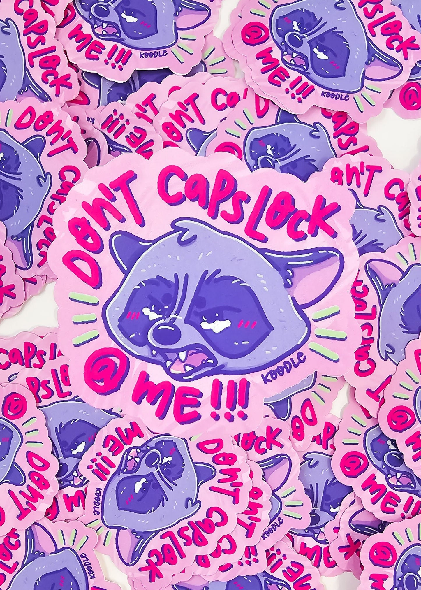 Don't Yell At Me/Don't Caps Lock At Me Crybaby Sensitive Raccoon Sticker - Koodle