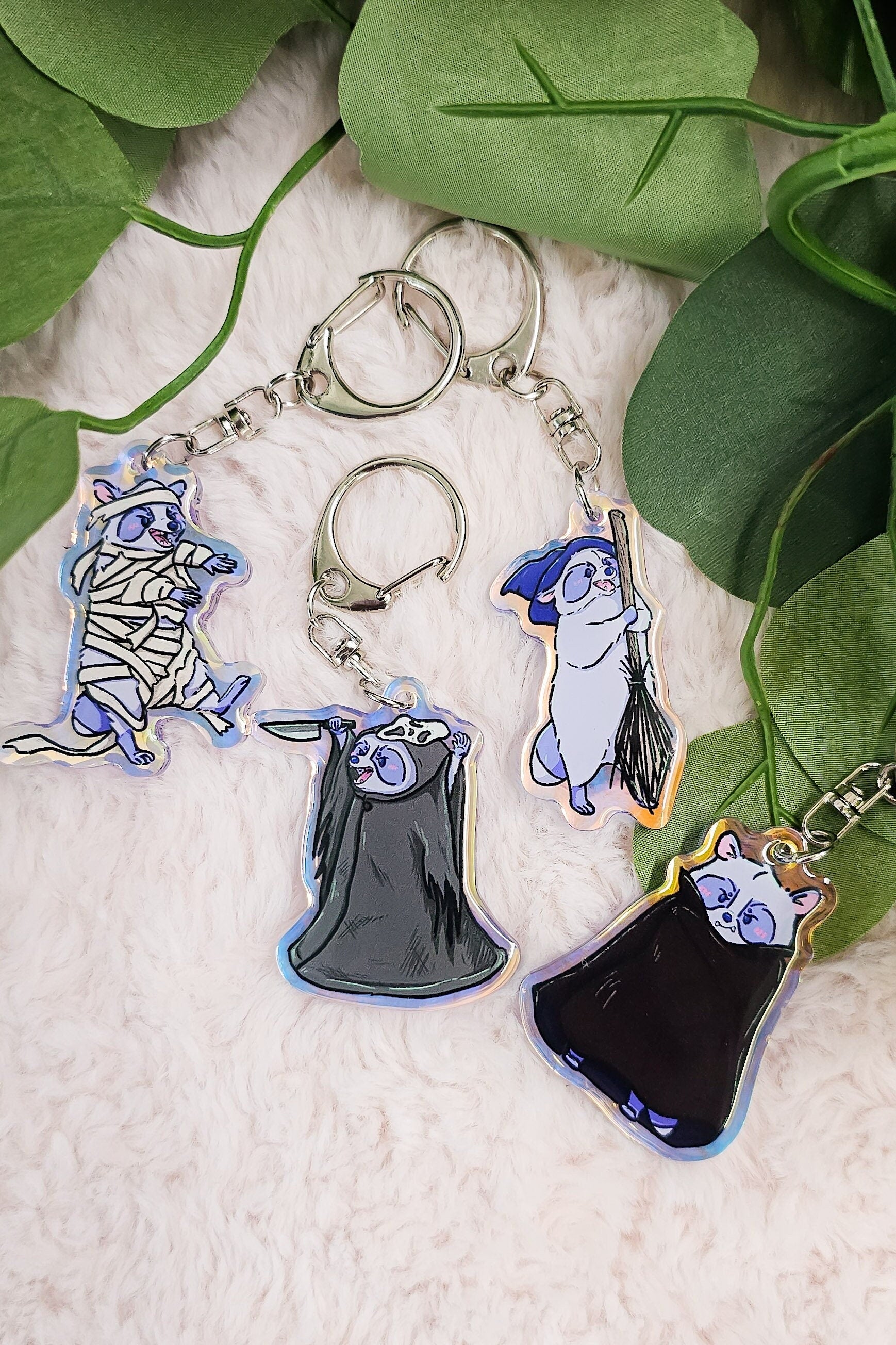 MYSTERY BAG Kuni the Raccoon Spooky Horror Iridescent Keychain Mystery Box/Keychain/Bag Charm - Koodle