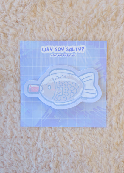 Why Soy Salty? Kawaii Asian Fish - Shaped Soy Sauce Container Memo Pad - Koodle