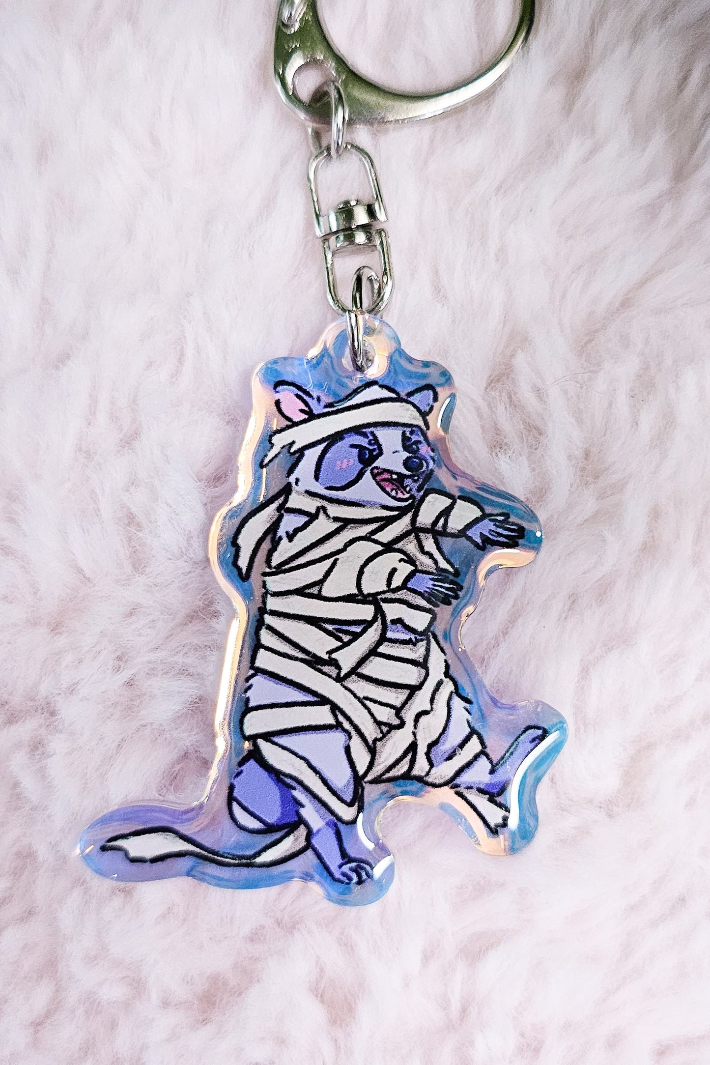 MYSTERY BAG Kuni the Raccoon Spooky Horror Iridescent Keychain Mystery Box/Keychain/Bag Charm - Koodle