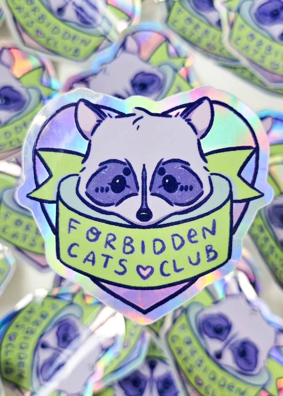 Forbidden Cats Club Holographic Raccoon Sticker - Koodle