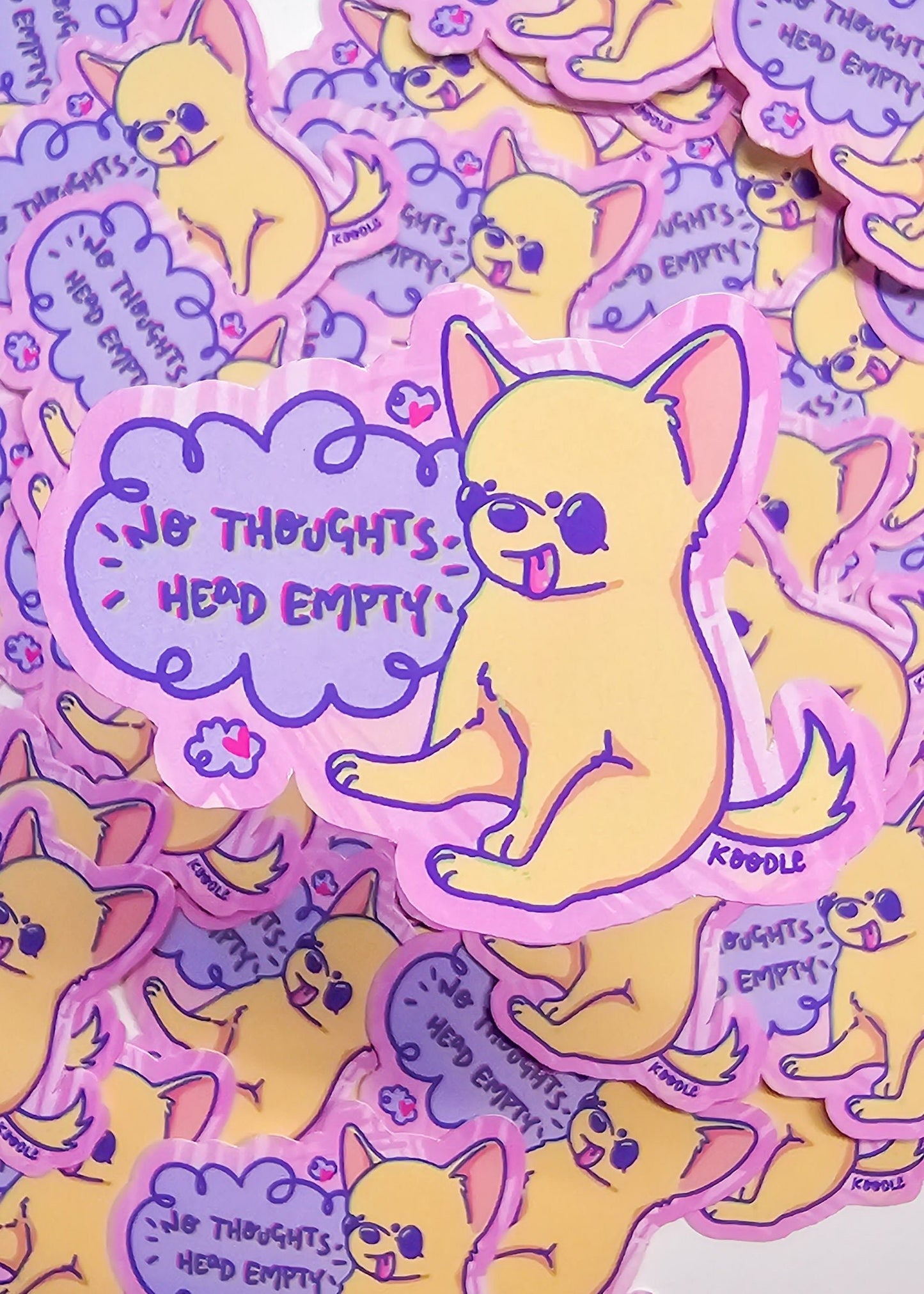 No Thoughts Head Empty Mindless Silly Chihuahua Sticker - Koodle