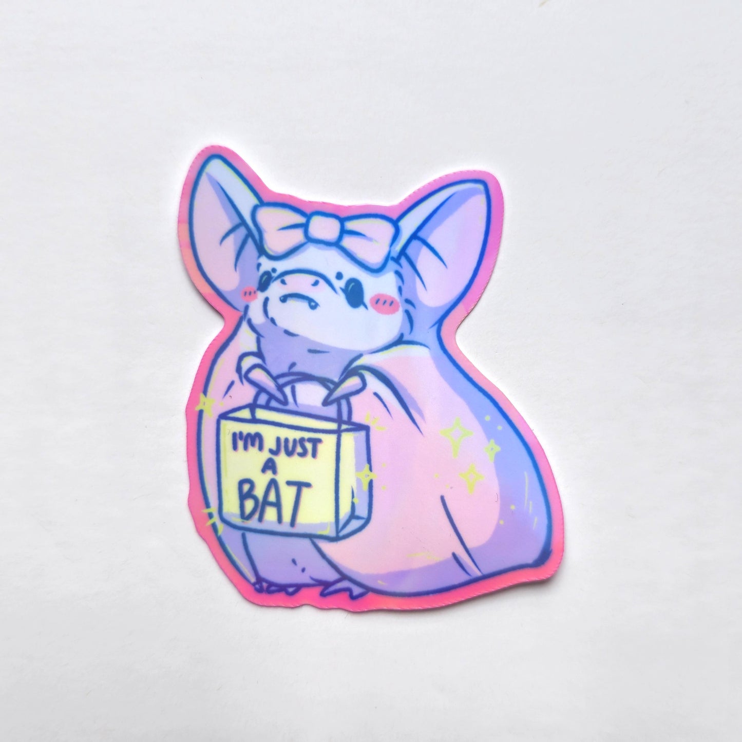 I'm Just A Girl/I'm Just A Bat Funny Cute Pastel Waterproof Holographic Sticker - Koodle