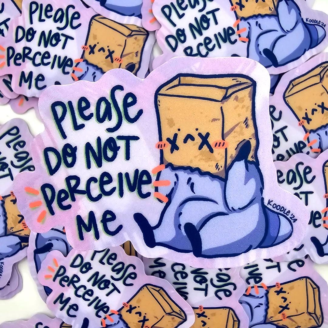 Do Not Perceive Me Raccoon Wearing Paper Bag As A Hat Sticker - Koodle