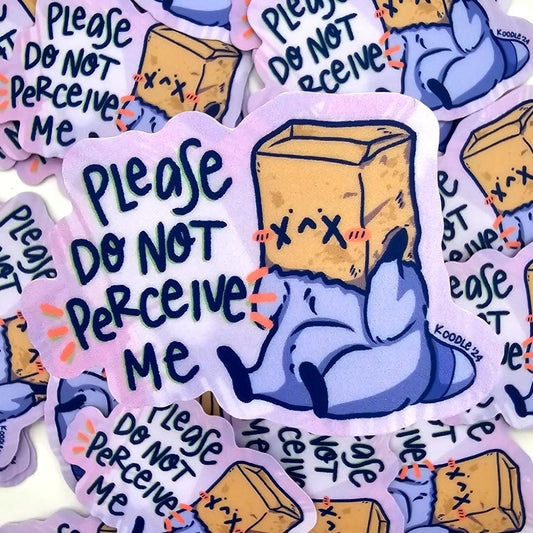 Do Not Perceive Me Raccoon Wearing Paper Bag As A Hat Sticker - Koodle