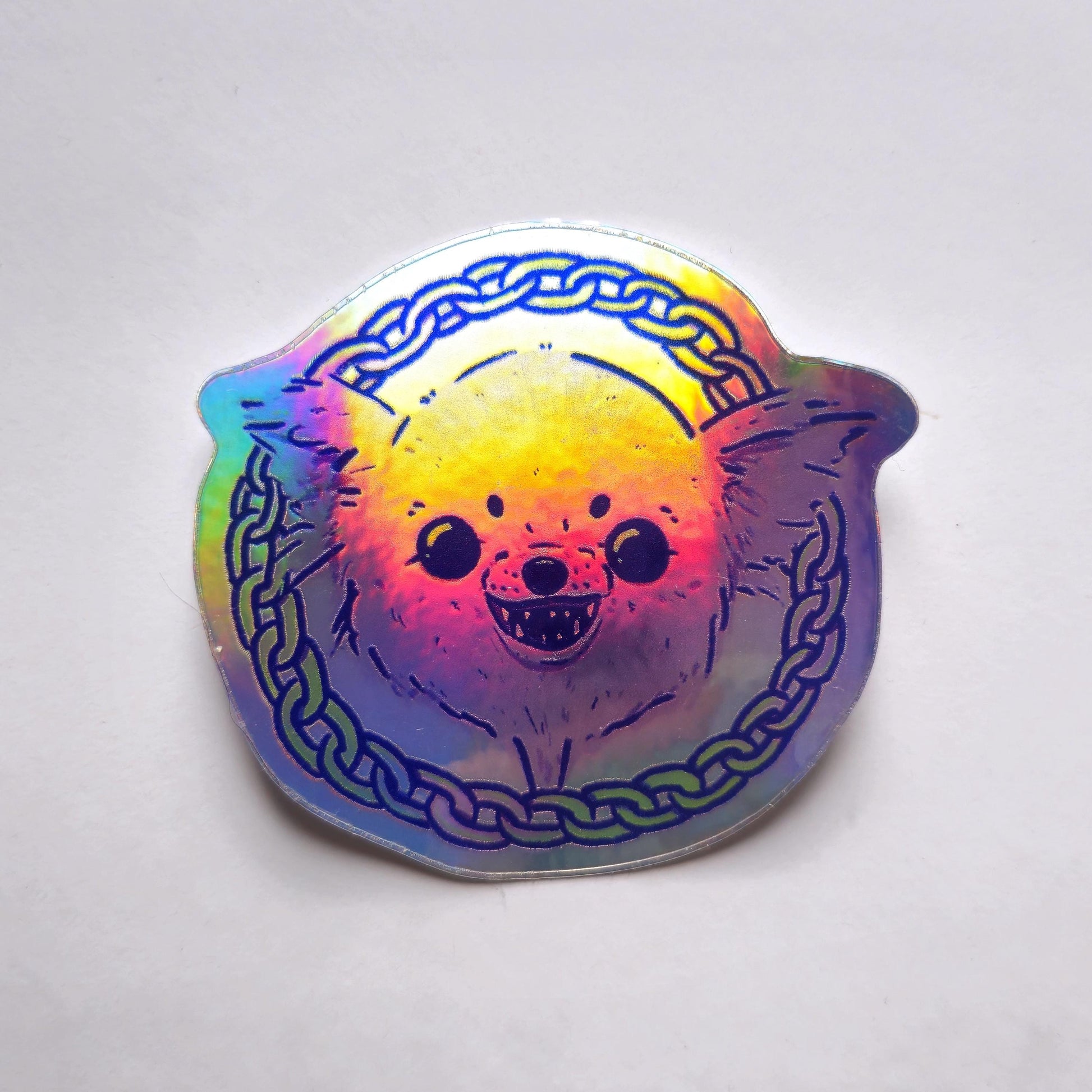 Holographic Cute & Edgy Chihuahua and Chains Sticker - Koodle
