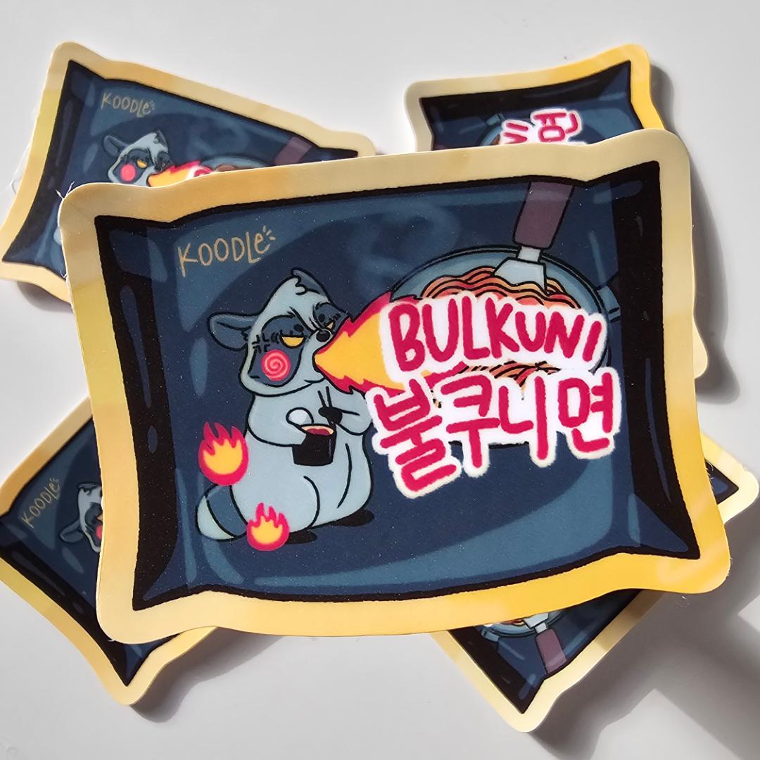 Buldak Spicy Ramen Instant Noodle Bulkuni Raccoon Sticker - Koodle
