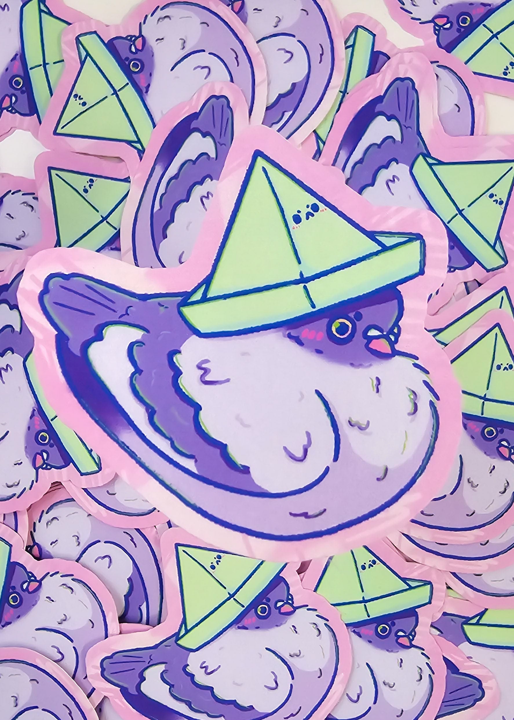 Cute Pigeon Wearing Paper Hat Sticker - Koodle