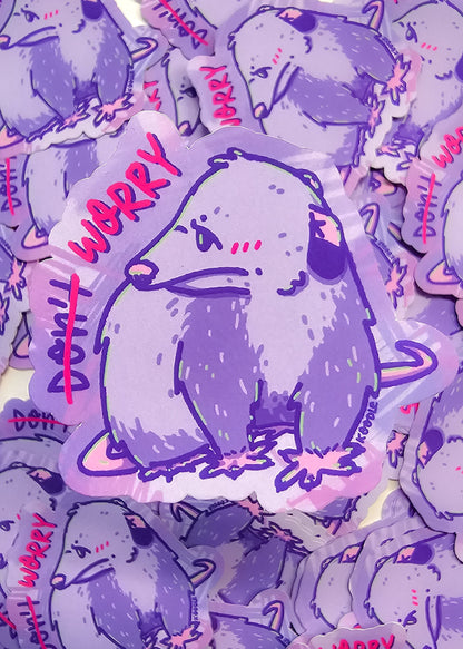 Don't Worry/Worry Pastel Anxious Opossum Sticker - Koodle