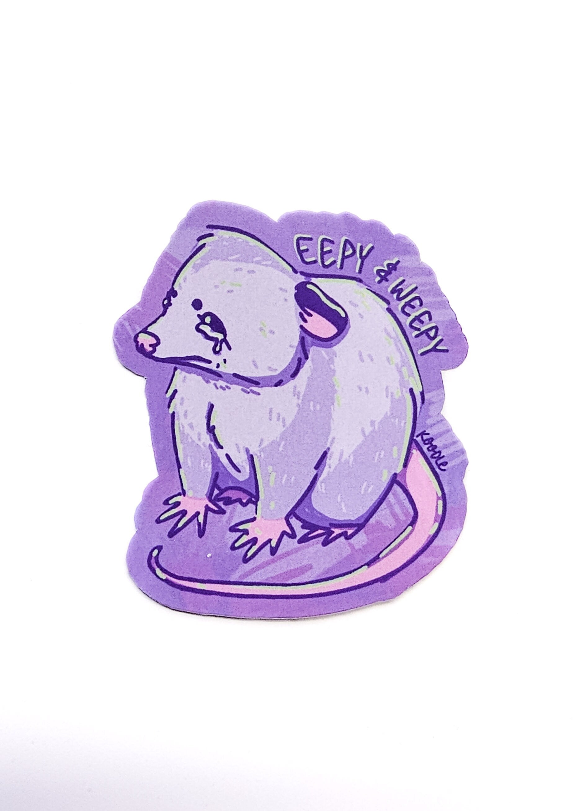 Eepy & Weepy Sleepy and Sad Emotional Pastel Opossum Sticker - Koodle