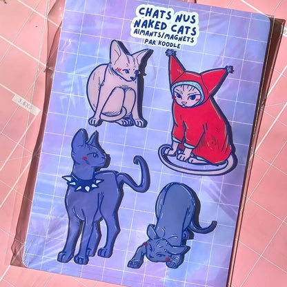 Sphynx Cats Cute Pastelcore Matte Die - Cut Magnets (Set of 4) - Koodle