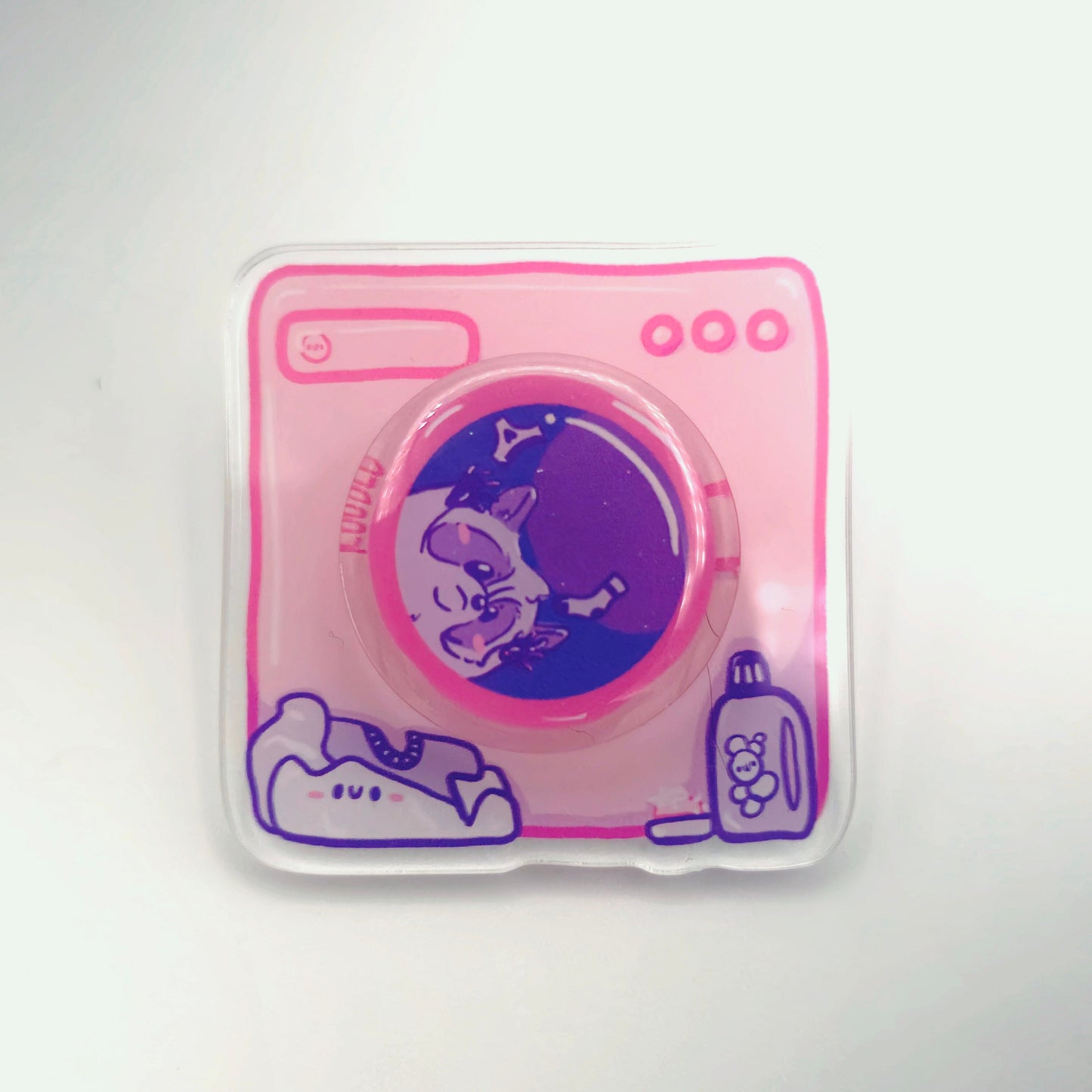 Pedro Viral Dancing Raccoon In Washing Machine Spinning Acrylic Pin/Phone Grip - Koodle