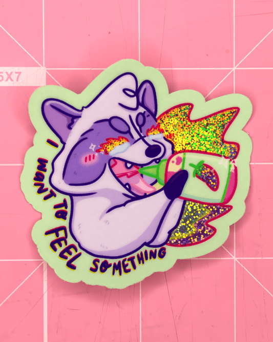 Feel Something Raccoon Hot Sauce Glitter Sticker - Koodle