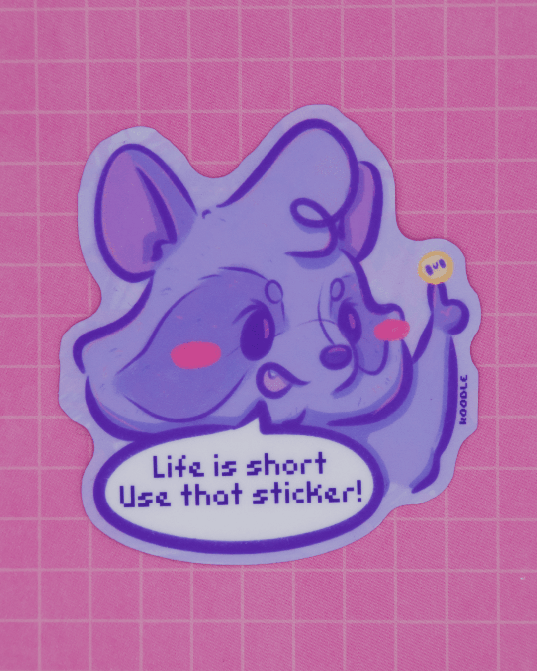 Life is Short: Raccoon Sticker Collector Sticker - Koodle
