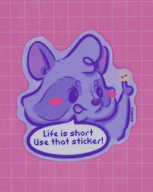 Life is Short: Raccoon Sticker Collector Sticker - Koodle