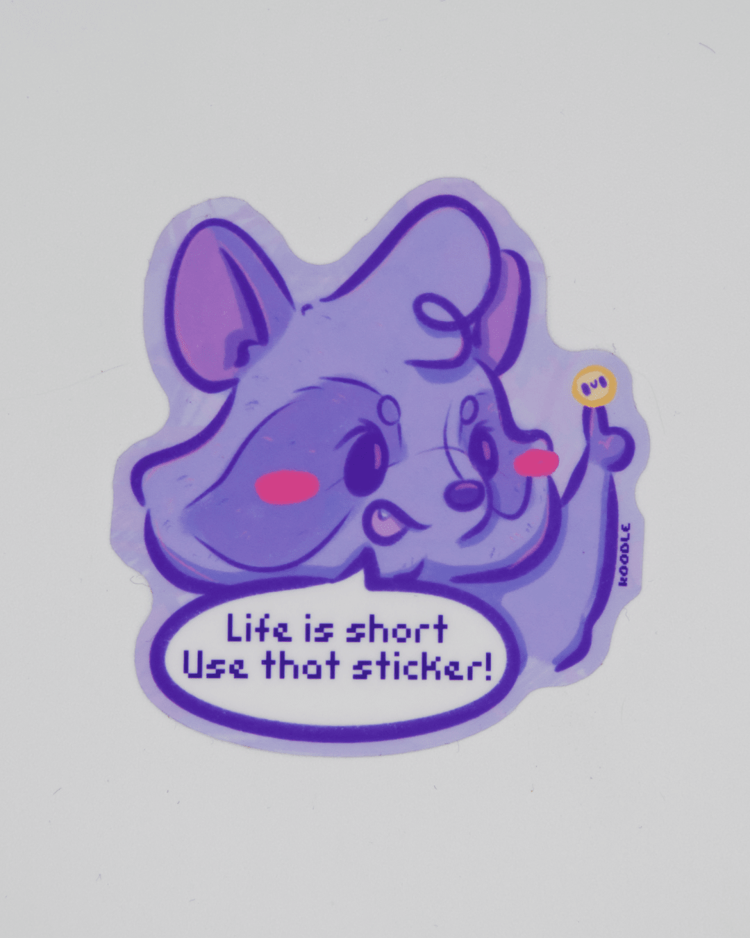 Life is Short: Raccoon Sticker Collector Sticker - Koodle