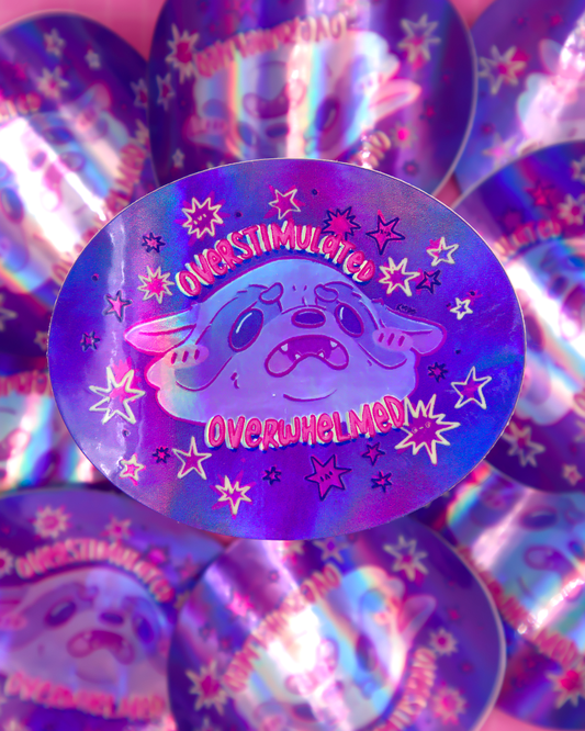 Overstimulated & Overwhelmed Raccoon Sticker - Koodle